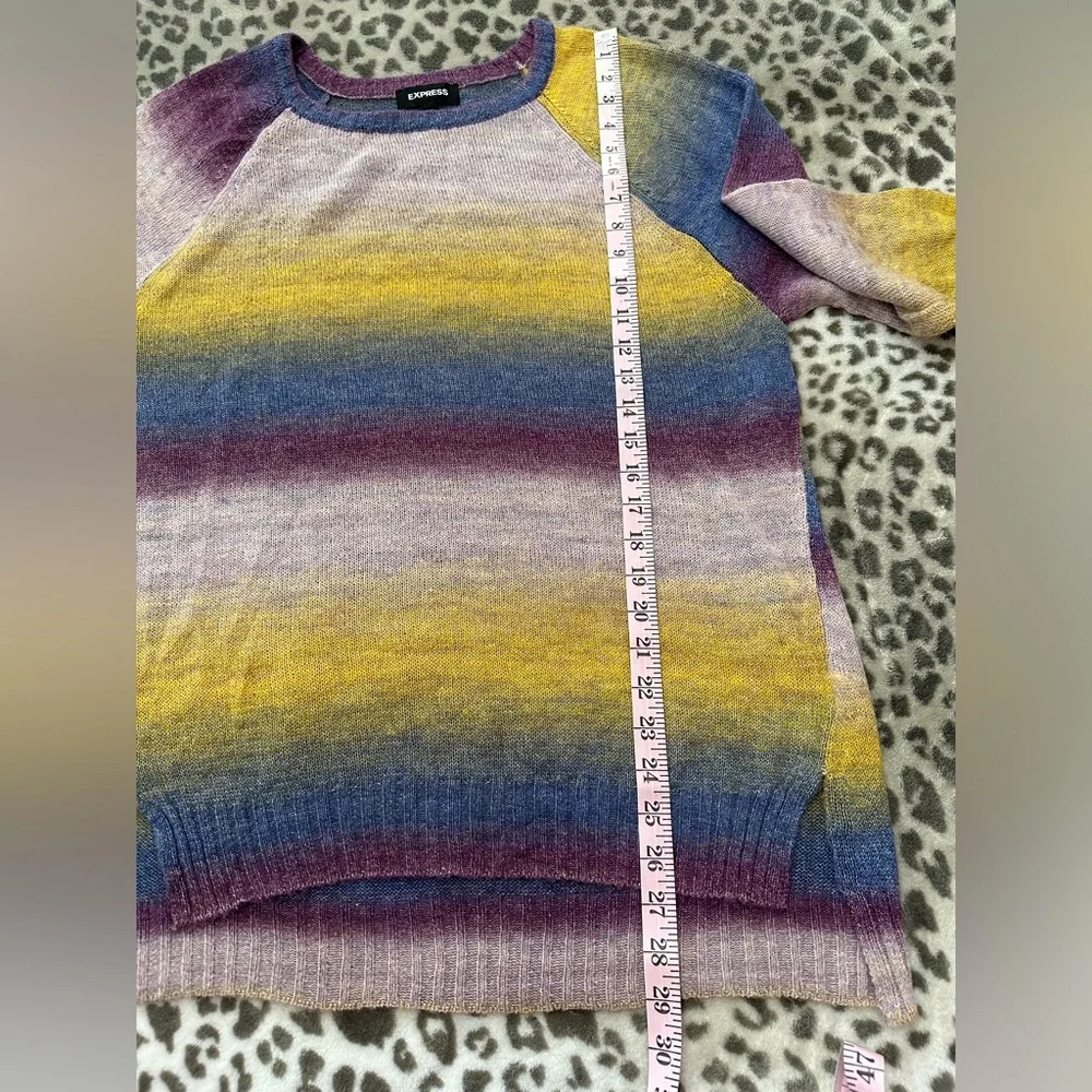 Express Lightweight Ombré Sweater in Purple & Yellow Size Small Women’s